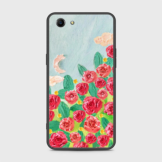 Oppo A83 Cover - Floral Series - Design 10 - Red & Green - HQ Ultra Shine Premium Infinity Glass Soft Silicon Borders Case