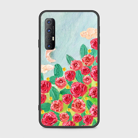 Oppo Reno 3 Pro 5G Cover - Floral Series - Design 10 - Red & Green - HQ Ultra Shine Premium Infinity Glass Soft Silicon Borders Case