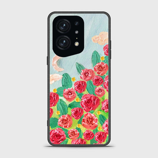 Oppo Find X5 Pro Cover - Floral Series - Design 10 - Red & Green - HQ Ultra Shine Premium Infinity Glass Soft Silicon Borders Case