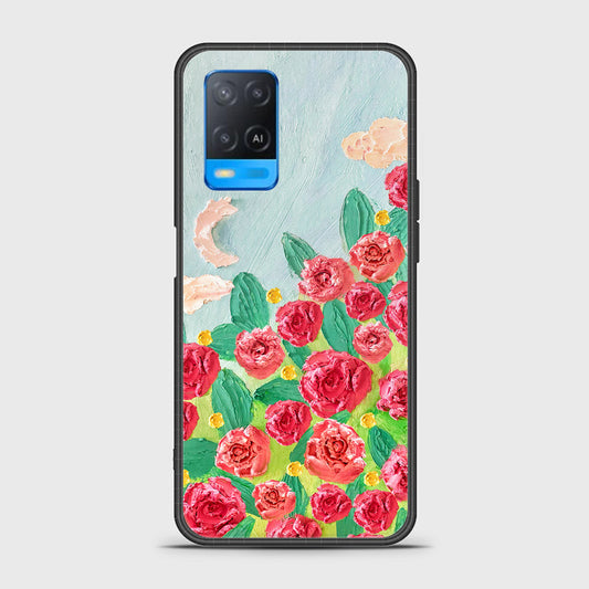 Oppo A54 4G Cover - Floral Series - Design 10 - Red & Green - HQ Ultra Shine Premium Infinity Glass Soft Silicon Borders Case