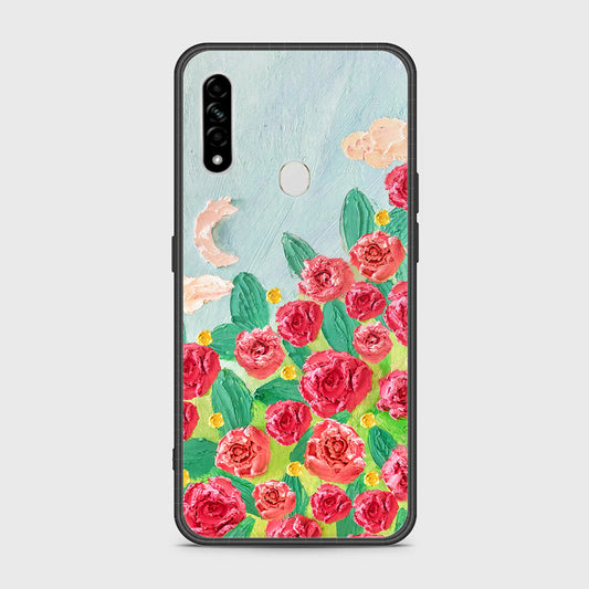 Oppo A31 Cover - Floral Series - Design 10 - Red & Green - HQ Ultra Shine Premium Infinity Glass Soft Silicon Borders Case