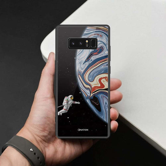 Samsung Galaxy Note 8 Cover - Cosmic Marble Astronaut Design - HQ Ultra Shine Premium Infinity Glass Soft Silicon Borders Case