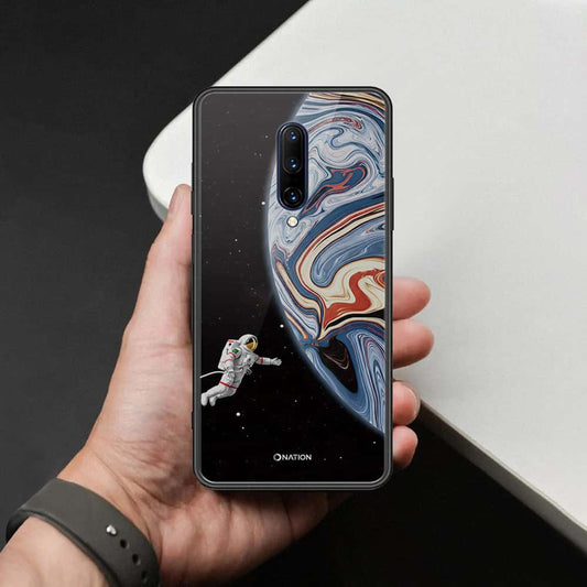 OnePlus 7 Pro Cover - Cosmic Marble Astronaut Design - HQ Ultra Shine Premium Infinity Glass Soft Silicon Borders Case