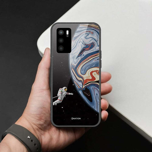 Oppo A16 Cover - Cosmic Marble Astronaut Design - HQ Ultra Shine Premium Infinity Glass Soft Silicon Borders Case