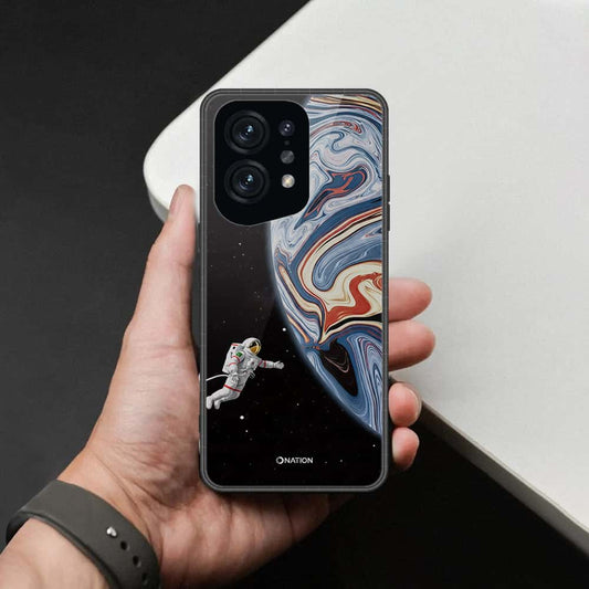 Oppo Find X5 Cover - Cosmic Marble Astronaut Design - HQ Ultra Shine Premium Infinity Glass Soft Silicon Borders Case