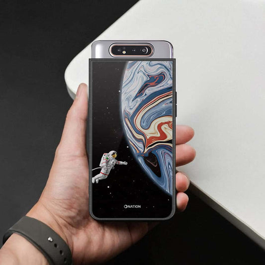 Samsung Galaxy A80 Cover - Cosmic Marble Astronaut Design - HQ Ultra Shine Premium Infinity Glass Soft Silicon Borders Case