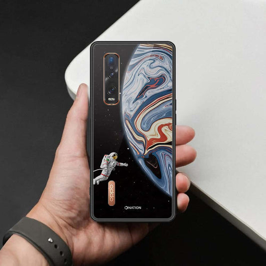 Oppo Find X2 Pro Cover - Cosmic Marble Astronaut Design - HQ Ultra Shine Premium Infinity Glass Soft Silicon Borders Case