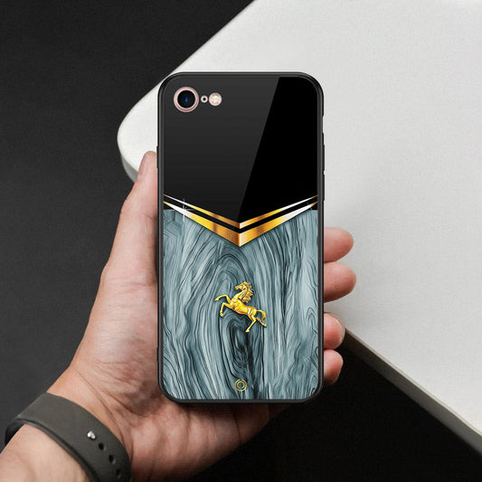 iPhone 8 / 7 Cover - Majestic Royal V Design - HQ Ultra Shine Premium Infinity Glass Soft Silicon Borders Case