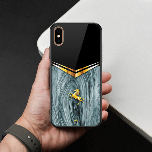 iPhone XS Max Cover - Majestic Royal V Design - HQ Ultra Shine Premium Infinity Glass Soft Silicon Borders Case
