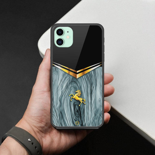 iPhone 11 Cover - Majestic Royal V Design - HQ Ultra Shine Premium Infinity Glass Soft Silicon Borders Case