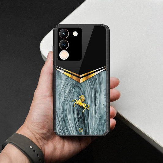 Vivo V29e Cover - Majestic Royal V Design - HQ Ultra Shine Premium Infinity Glass Soft Silicon Borders Case