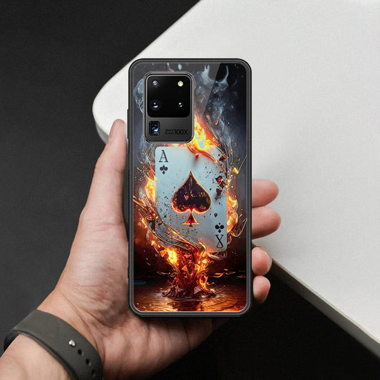Samsung Galaxy S20 Ultra Cover - Ace of Fire Rising Star Design - HQ Ultra Shine Premium Infinity Glass Soft Silicon Borders Case