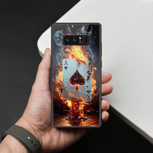 Samsung Galaxy Note 8 Cover - Ace of Fire Rising Star Design - HQ Ultra Shine Premium Infinity Glass Soft Silicon Borders Case