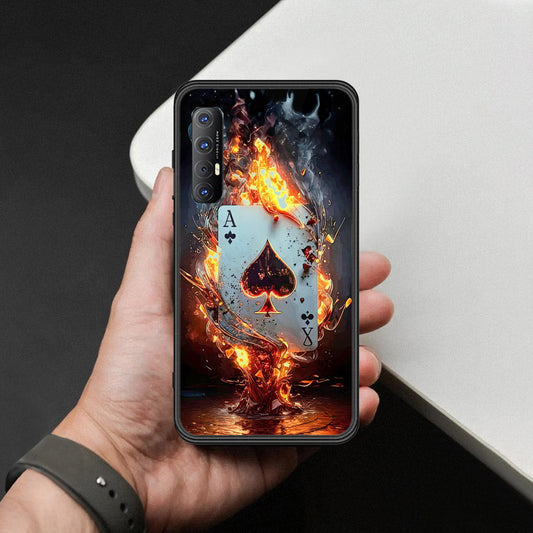 Oppo Reno 3 Pro Cover - Ace of Fire Rising Star Design - HQ Ultra Shine Premium Infinity Glass Soft Silicon Borders Case