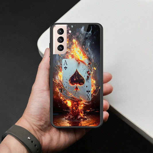 Samsung Galaxy S22 5G Cover - Ace of Fire Rising Star Design - HQ Ultra Shine Premium Infinity Glass Soft Silicon Borders Case