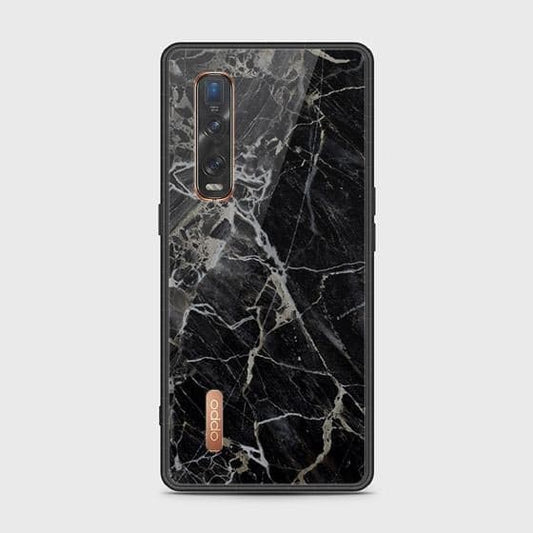 Oppo Find X2 Pro Cover - Black Marble Series - HQ Ultra Shine Premium Infinity Glass Soft Silicon Borders Case ( Fast Delivery )