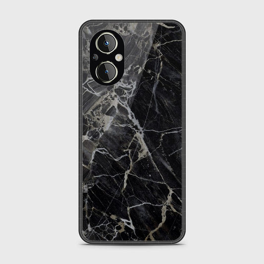 Oppo Reno 7 Lite Cover- Black Marble Series - D12 - HQ Ultra Shine Premium Infinity Glass Soft Silicon Borders Case ( Fast Delivery )