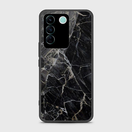Vivo V27e Cover- Black Marble Series - HQ Ultra Shine Premium Infinity Glass Soft Silicon Borders Case (Fast Delivery)