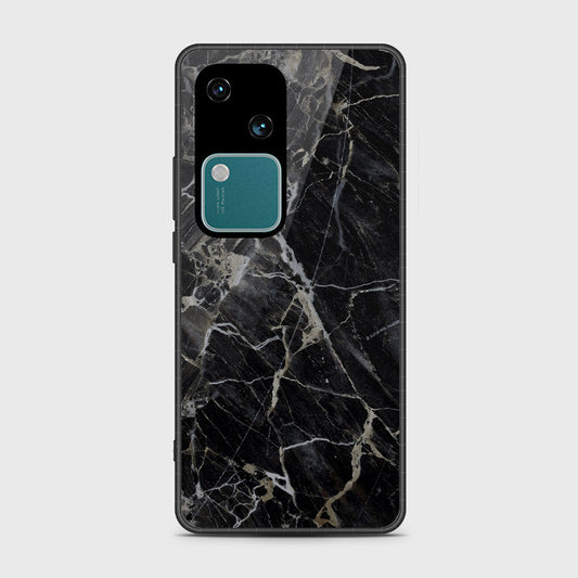 Vivo V30 Cover- Black Marble Series - HQ Ultra Shine Premium Infinity Glass Soft Silicon Borders Case