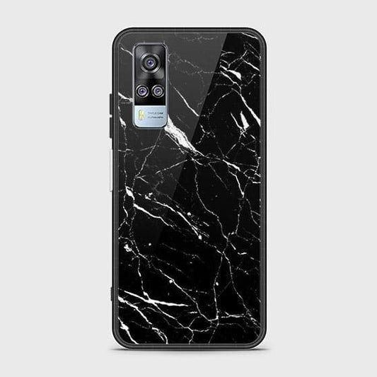 Vivo Y33 Cover - Black Marble Series - D18 - HQ Ultra Shine Premium Infinity Glass Soft Silicon Borders Case ( Fast Delivery )