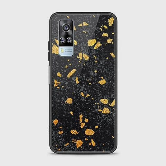 vivo Y33 Cover - Black Marble Series - D38 - HQ Ultra Shine Premium Infinity Glass Soft Silicon Borders Case ( fast Delivery )