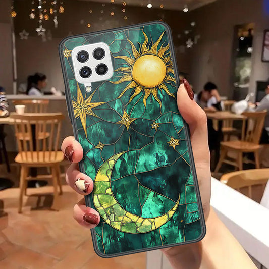 Samsung Galaxy A22 Cover - Celestial Starry Universe Series - HQ Ultra Shine Premium Infinity Glass Soft Silicon Borders Case