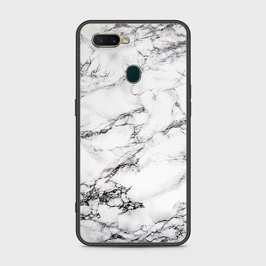 Oppo A12s Cover - White Marble Series - HQ Ultra Shine Premium Infinity Glass Soft Silicon Borders Case (Fast Delivery)
