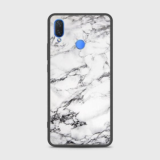 Huawei Y9 2019 Cover - White Marble Series - D38 - HQ Ultra Shine Premium Infinity Glass Soft Silicon Borders Case ( Fast Delivery )