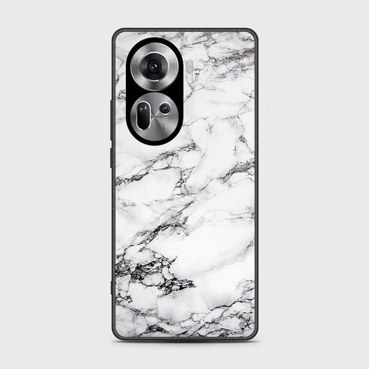 Oppo Reno 11 5G Cover- White Marble Series - HQ Ultra Shine Premium Infinity Glass Soft Silicon Borders Case