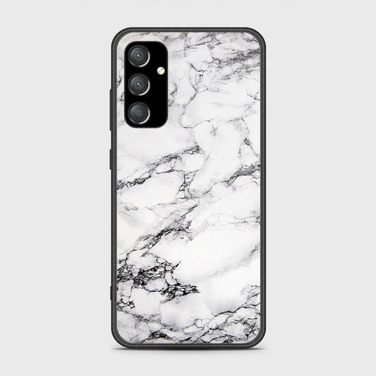 Samsung Galaxy A14 Cover- White Marble Series - HQ Ultra Shine Premium Infinity Glass Soft Silicon Borders Case (Fast Delivery)