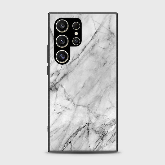 Samsung Galaxy S24 Ultra Cover- White Marble Series - HQ Ultra Shine Premium Infinity Glass Soft Silicon Borders Case (Fast Delivery)