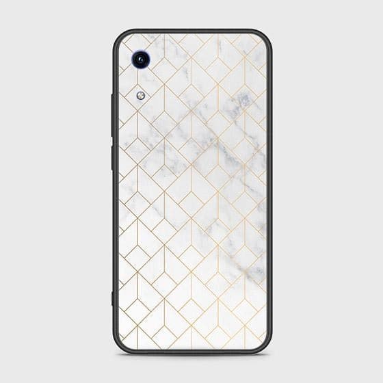 Huawei Honor Play 8A Cover - White Marble Series 2 - HQ Ultra Shine Premium Infinity Glass Soft Silicon Borders Case