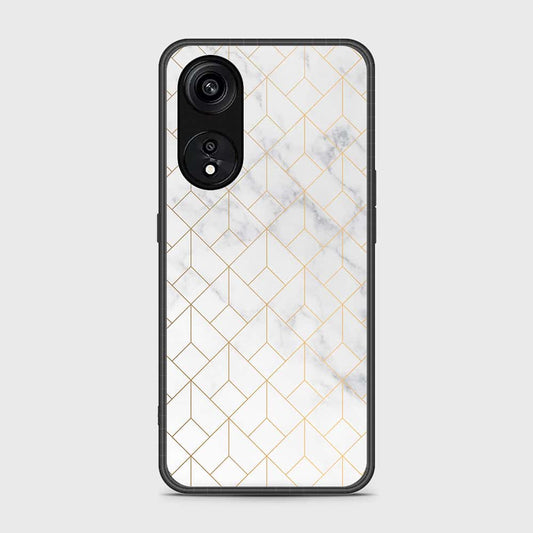 Oppo A1 Pro Cover- White Marble Series 2 - HQ Ultra Shine Premium Infinity Glass Soft Silicon Borders Case (Fast Delivery)