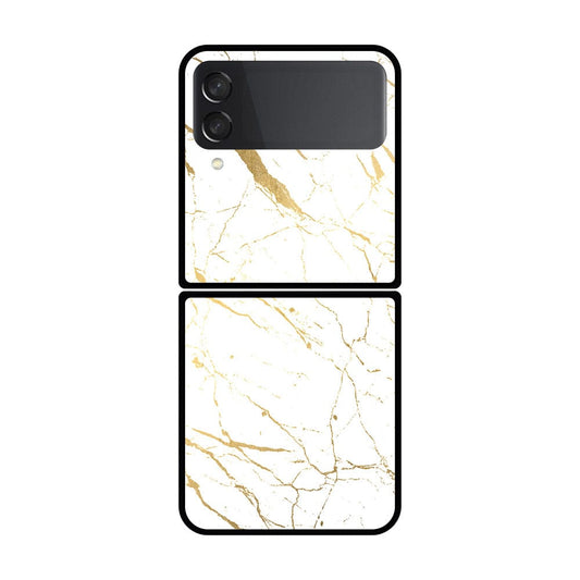 Samsung Galaxy Z Flip 3 5G Cover- White Marble Series 2 - HQ Premium Shine Durable Shatterproof Case (Fast Delivery)