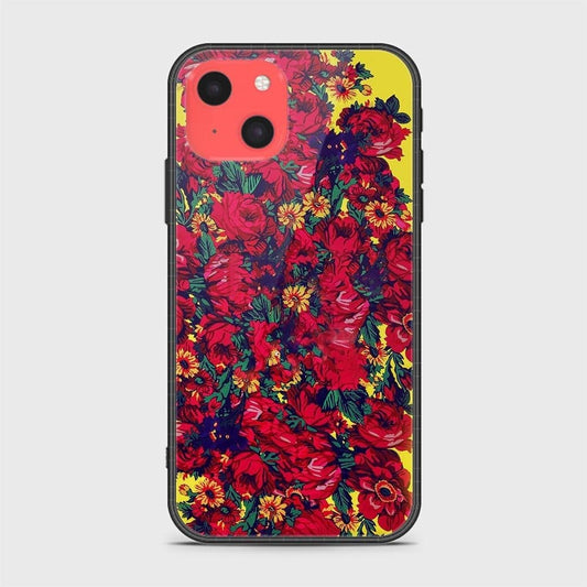 iPhone 13 Mini Cover- Floral Series - HQ Ultra Shine Premium Infinity Glass Soft Silicon Borders Case (Fast Delivery)