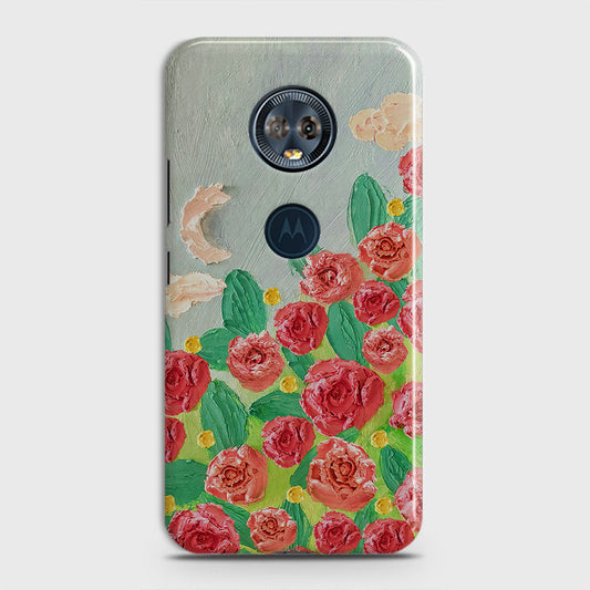 Motorola E5 Plus Cover - Floral Series - Design 10 - Red & Green - Matte Finish - Snap On Hard Case with LifeTime Colors Guarantee