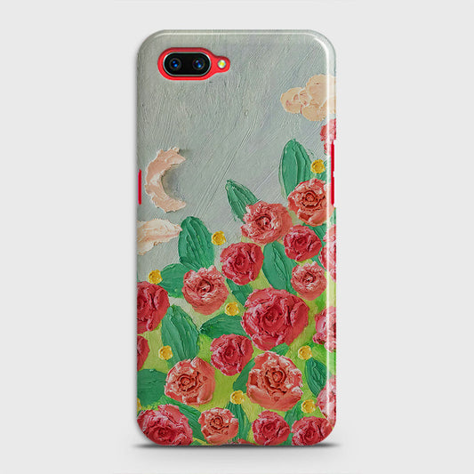 Oppo A3S Cover - Floral Series - Design 10 - Red & Green - Matte Finish - Snap On Hard Case with LifeTime Colors Guarantee
