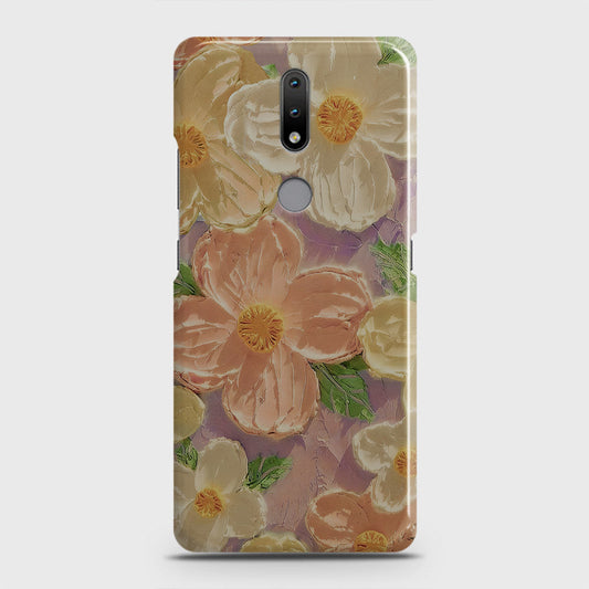 Nokia 2.4 Cover - Floral Series - Design 11 - White & Green - Matte Finish - Snap On Hard Case with LifeTime Colors Guarantee