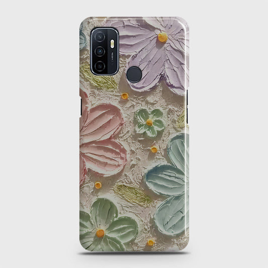 Oppo A53 Cover - Floral Series - Design 15 - Blue & Green - Matte Finish - Snap On Hard Case with LifeTime Colors Guarantee (Fast Delivery) (H)