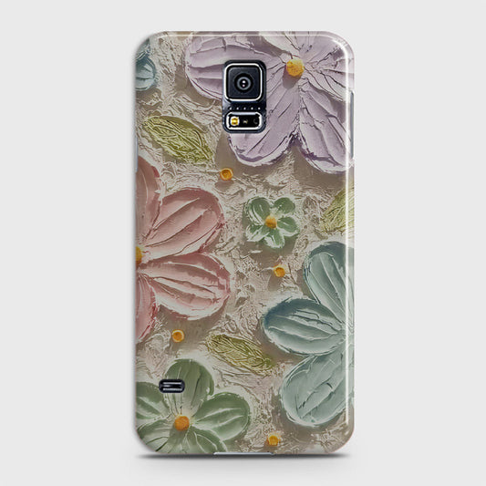 Samsung Galaxy S5 Cover - Floral Series - Design 15 - Blue & Green - Matte Finish - Snap On Hard Case with LifeTime Colors Guarantee