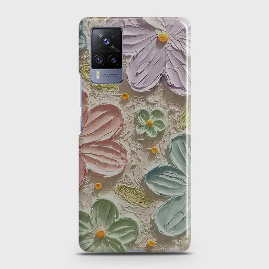 Vivo X60 Pro  Cover - Floral Series - Design 15 - Blue & Green - Matte Finish - Snap On Hard Case with LifeTime Colors Guarantee