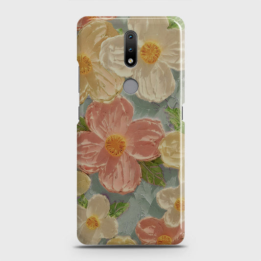 Nokia 2.4 Cover - Floral Series - Design 16 - Cyan & Pink - Matte Finish - Snap On Hard Case with LifeTime Colors Guarantee