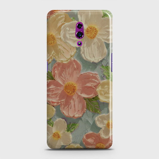 Oppo Reno Cover - Floral Series - Design 16 - Cyan & Pink - Matte Finish - Snap On Hard Case with LifeTime Colors Guarantee