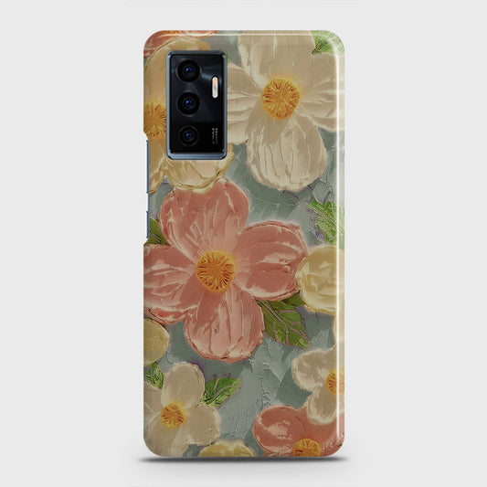 Vivo V23e Cover - Floral Series - Design 16 - Cyan & Pink - Matte Finish - Snap On Hard Case with LifeTime Colors Guarantee