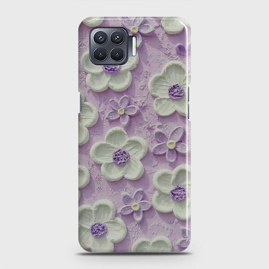 Oppo F17 Cover - Floral Series - Design 4 - Purple & White - Matte Finish - Snap On Hard Case with LifeTime Colors Guarantee (Fast Delivery)