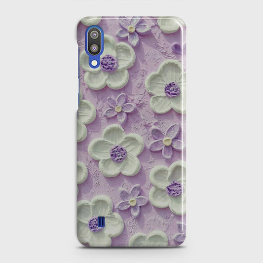 Samsung Galaxy M10 Cover - Floral Series - Design 4 - Purple & White - Matte Finish - Snap On Hard Case with LifeTime Colors Guarantee