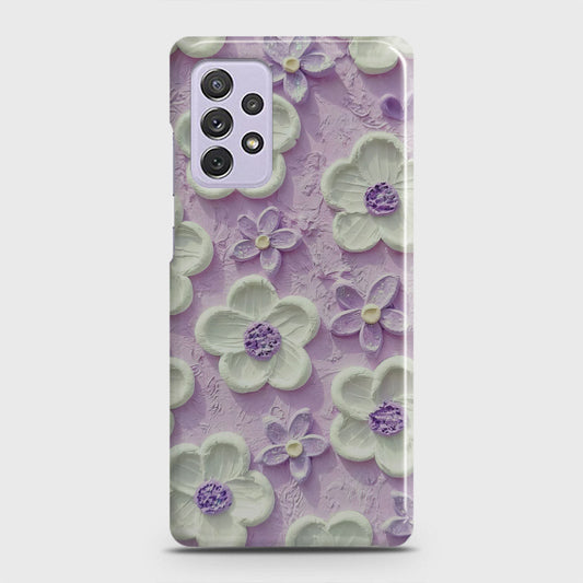 Samsung Galaxy A72 Cover - Floral Series - Design 4 - Purple & White - Matte Finish - Snap On Hard Case with LifeTime Colors Guarantee (Fast Delivery)