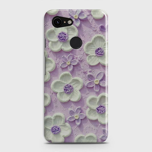 Google Pixel 3 Cover - Floral Series - Design 4 - Purple & White - Matte Finish - Snap On Hard Case with LifeTime Colors Guarantee (Fast Delivery)(FS)