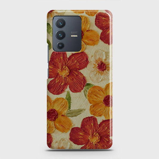 Vivo V23 5G Cover - Floral Series - Design 6 - Red & Orange - Matte Finish - Snap On Hard Case with LifeTime Colors Guarantee