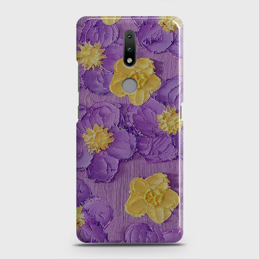 Nokia 2.4 Cover - Floral Series - Design 8 - Purple & Yellow - Matte Finish - Snap On Hard Case with LifeTime Colors Guarantee
